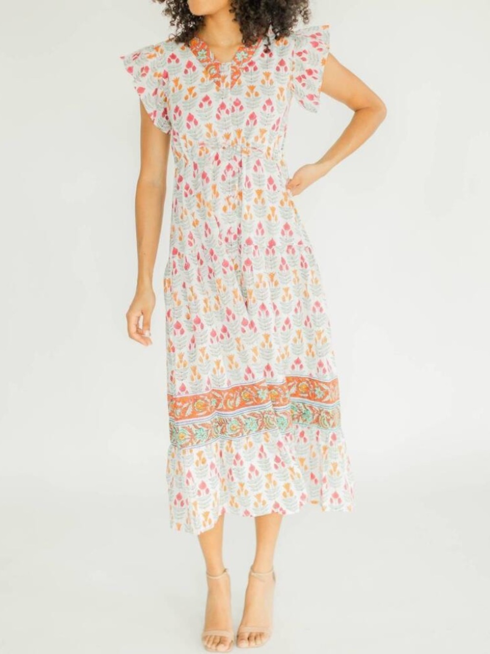 NEW W/ TAGS VICTORIA DUNN rosa v-neck midi dress in morning glory - Small